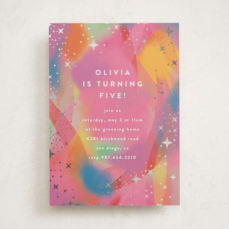 Foil-Pressed Children's Birthday Party Invitations