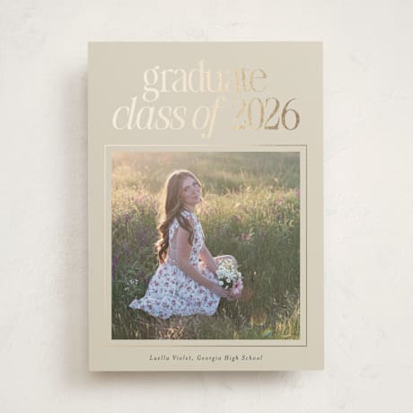 Foil-Pressed Graduation Announcement Photo Mount Cards