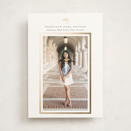 Foil-Pressed Graduation Announcement Photo Mount Cards