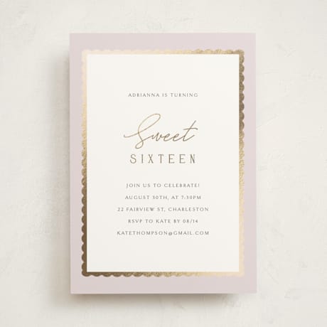 Foil-Pressed Sweet Sixteen Party Invitations