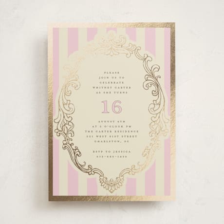 Foil-Pressed Sweet Sixteen Party Invitations