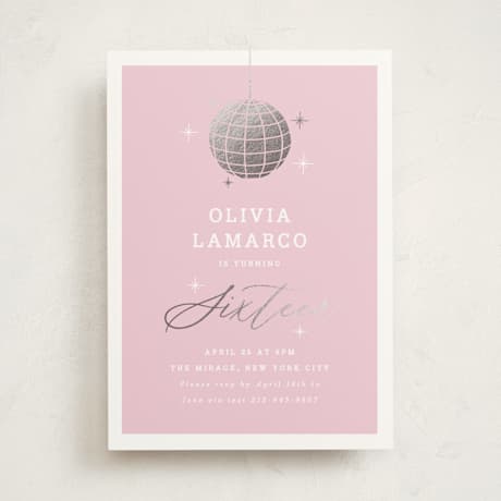 Foil-Pressed Sweet Sixteen Party Invitations