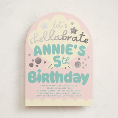 Foil-Pressed Children's Birthday Party Invitations