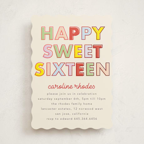 Foil-Pressed Sweet Sixteen Party Invitations
