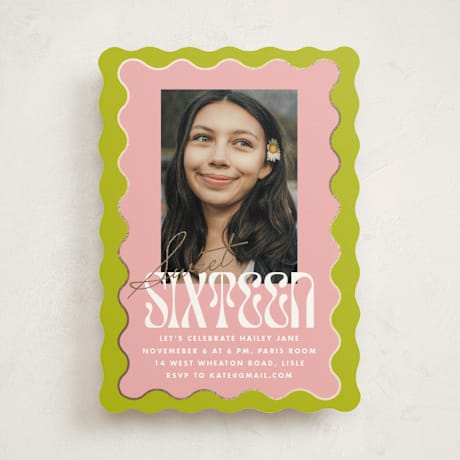 Foil-Pressed Sweet Sixteen Party Invitations