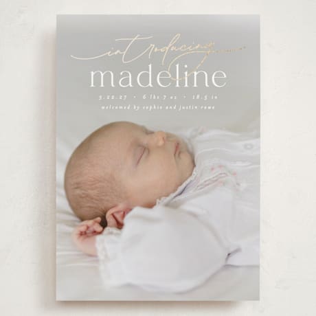 Foil-Pressed Grand Birth Announcements