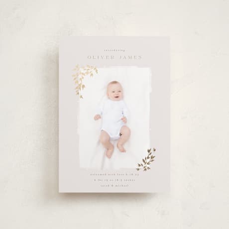 Foil-Pressed Birth Announcement Petite Cards