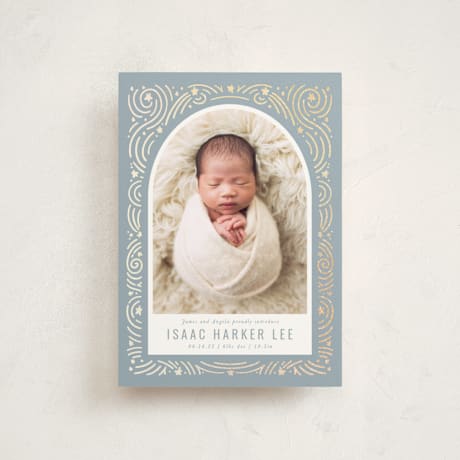 Foil-Pressed Birth Announcement Postcards