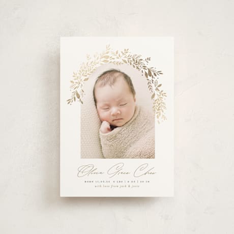 Foil-Pressed Birth Announcement Postcards