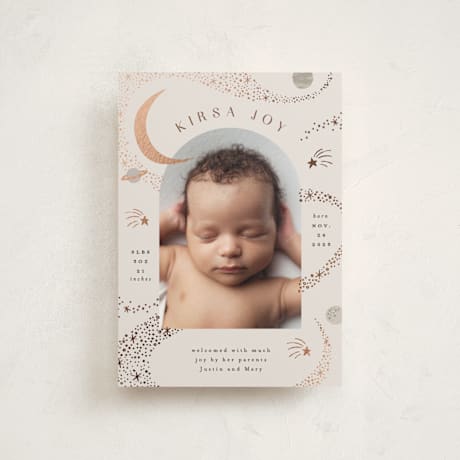Foil-Pressed Birth Announcement Postcards