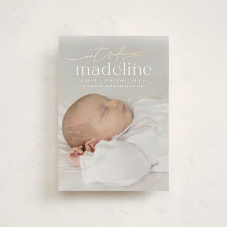 Foil-Pressed Birth Announcement Postcards
