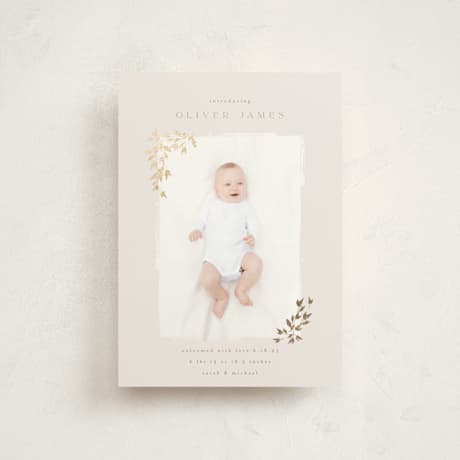 Foil-Pressed Birth Announcement Postcards