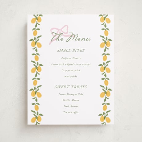 Baby Shower Menu Signs