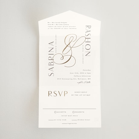 All-in-One Foil-Pressed Wedding Invitations