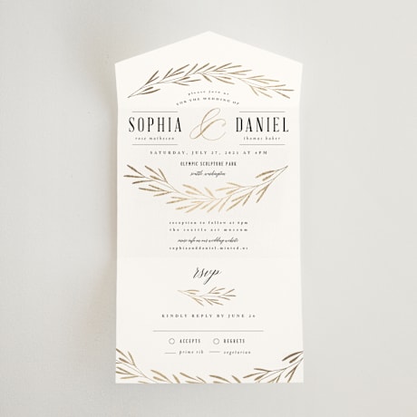 All-in-One Foil-Pressed Wedding Invitations