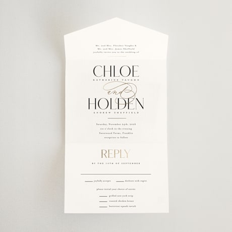 All-in-One Foil-Pressed Wedding Invitations