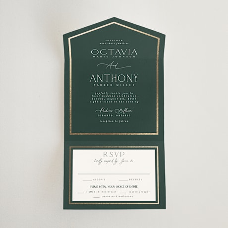 All-in-One Foil-Pressed Wedding Invitations