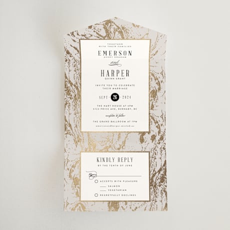 All-in-One Foil-Pressed Wedding Invitations