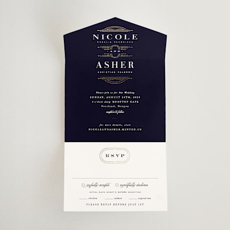 All-in-One Foil-Pressed Wedding Invitations