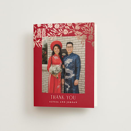 Foil-Pressed Folded Wedding Thank You Cards