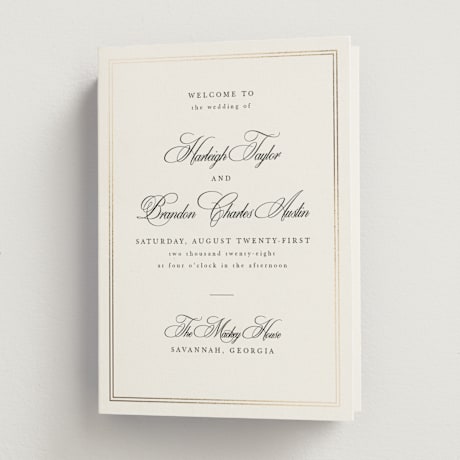 Foil-Pressed Religious and Cultural Folded Wedding Programs