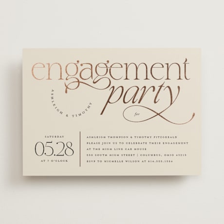 Foil-Pressed Engagement Party Invitations