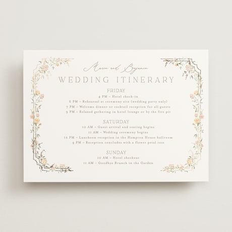 Foil-Pressed Wedding Weekend Itinerary Cards
