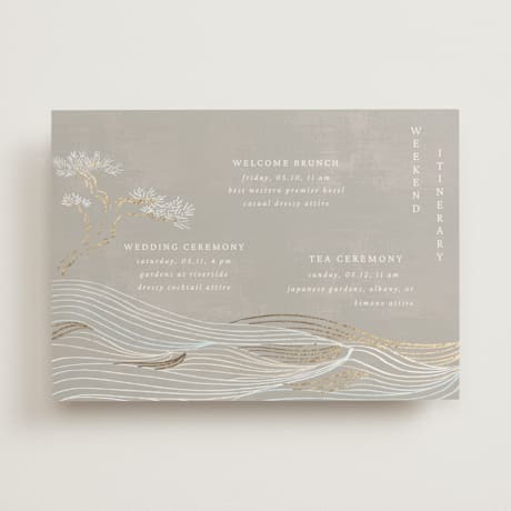 Foil-Pressed Wedding Weekend Itinerary Cards