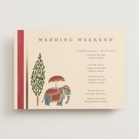 Foil-Pressed Wedding Weekend Itinerary Cards
