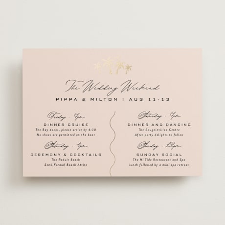 Foil-Pressed Wedding Weekend Itinerary Cards