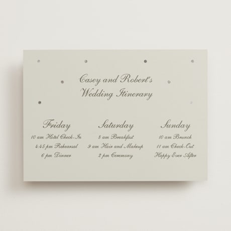 Foil-Pressed Wedding Weekend Itinerary Cards