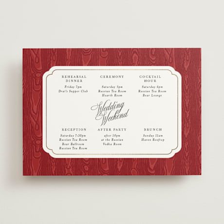 Foil-Pressed Wedding Weekend Itinerary Cards