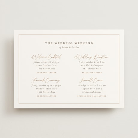 Wedding Weekend Itinerary Cards