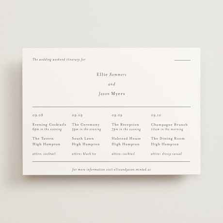 Wedding Weekend Itinerary Cards