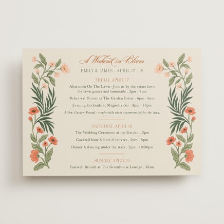 Wedding Weekend Itinerary Cards