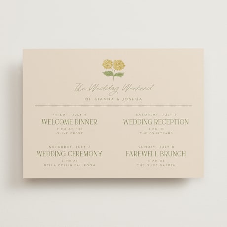 Wedding Weekend Itinerary Cards