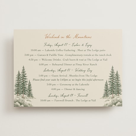 Wedding Weekend Itinerary Cards