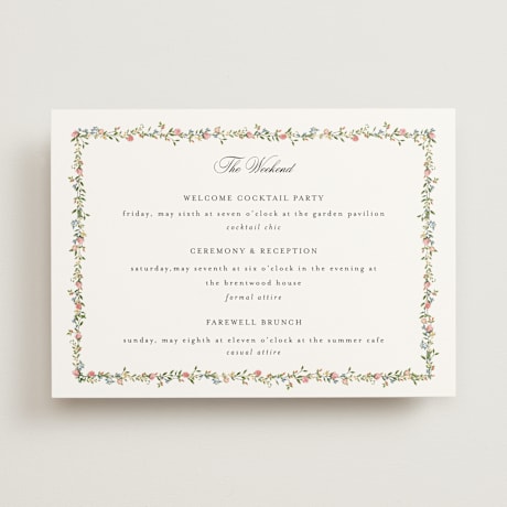 Wedding Weekend Itinerary Cards