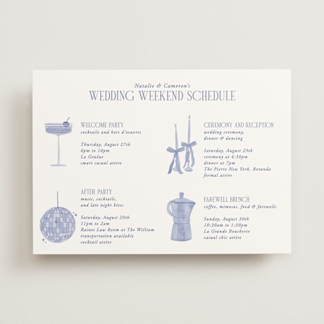 Wedding Weekend Itinerary Cards