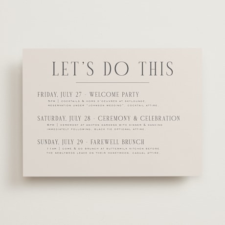 Wedding Weekend Itinerary Cards