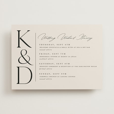 Wedding Weekend Itinerary Cards