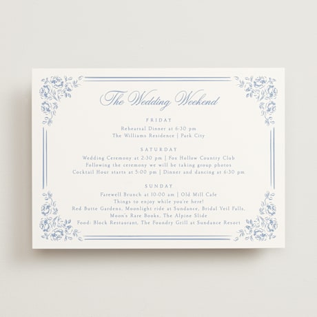 Wedding Weekend Itinerary Cards