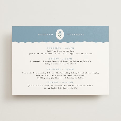 Wedding Weekend Itinerary Cards
