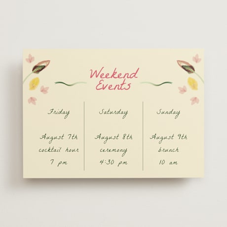 Wedding Weekend Itinerary Cards
