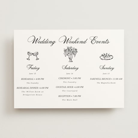 Wedding Weekend Itinerary Cards