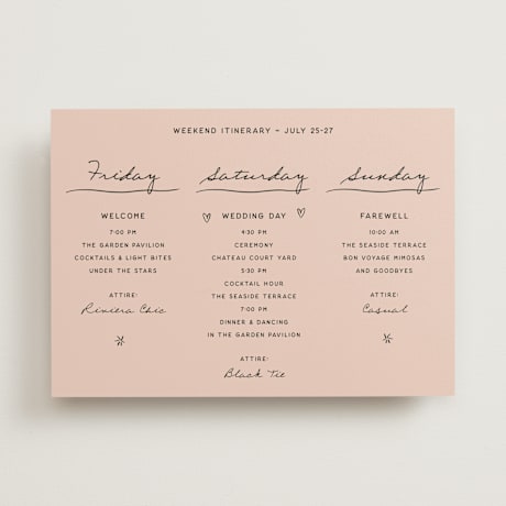 Wedding Weekend Itinerary Cards