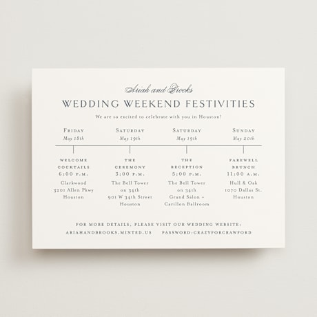 Wedding Weekend Itinerary Cards