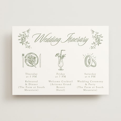 Wedding Weekend Itinerary Cards