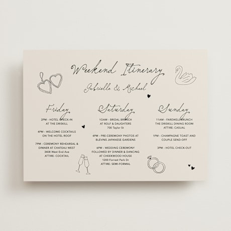 Wedding Weekend Itinerary Cards