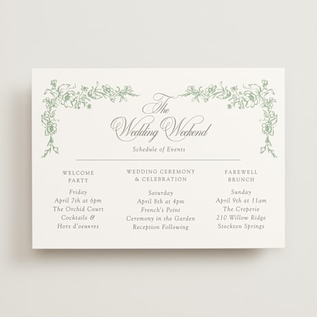 Wedding Weekend Itinerary Cards